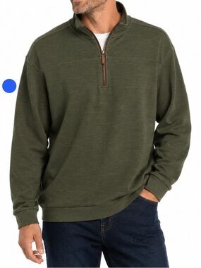 Roundtree & Yorke XL Olive Green Quarter Zip Pullover Cotton Blend Sweater